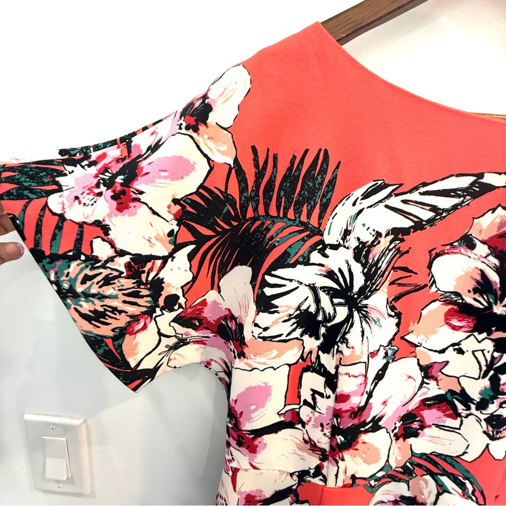 Adrianna Papell Coral Floral Sheath Dress - Picture 5 of 13